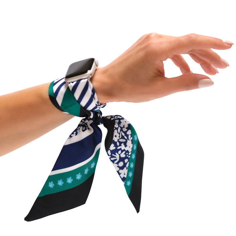 BLACK BLOSSOM APPLE WATCH SCARF BAND (CONNECTORS INCLUDED)
