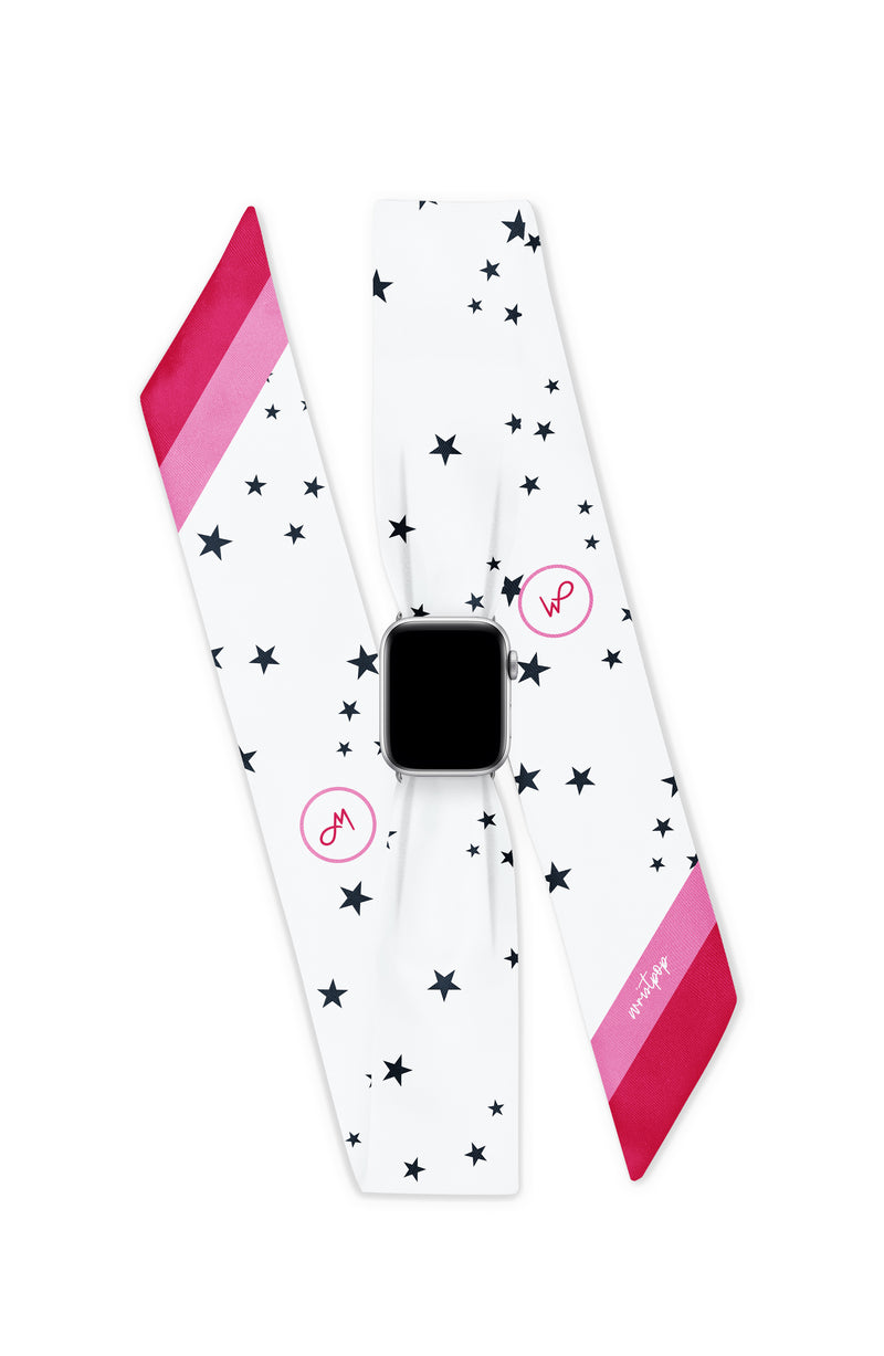STARSTRUCK WHITE APPLE WATCH SCARF BAND (CONNECTORS INCLUDED)