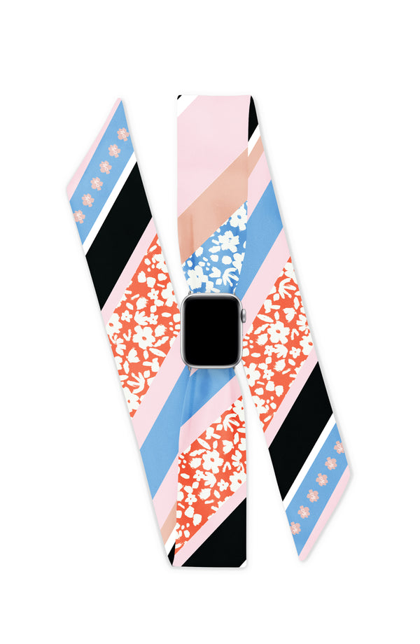 BLUE BLOSSOM APPLE WATCH SCARF BAND (CONNECTORS INCLUDED)