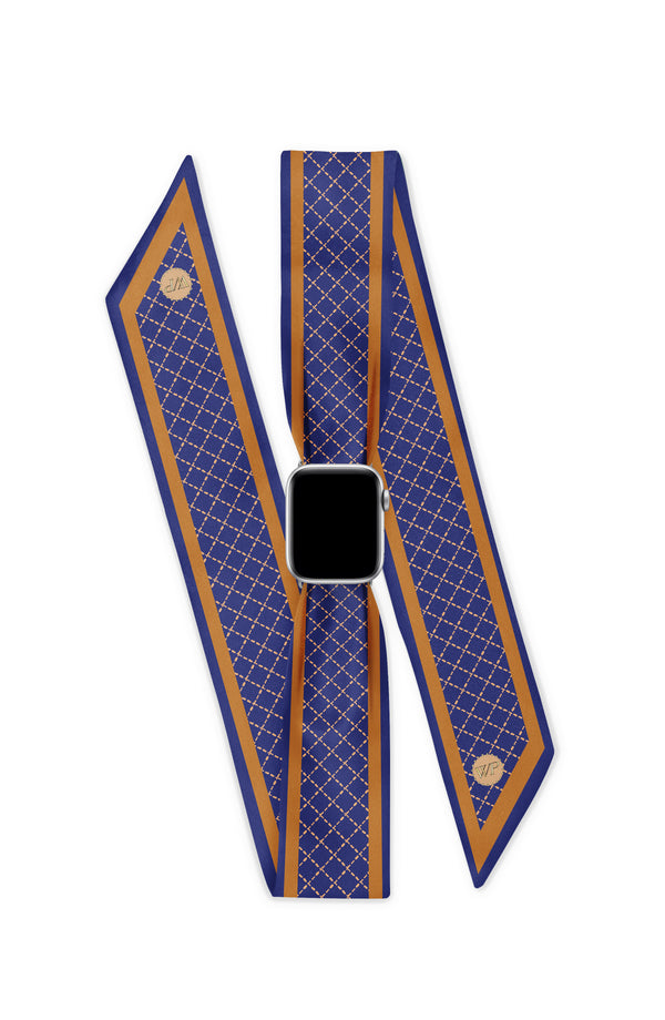 BLUE RUGBY STRIPE 2 APPLE WATCH SCARF BAND (CONNECTORS INCLUDED)